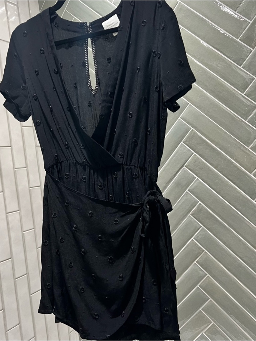 Black Wrap Short Sleeve romper - Elegant Everyday Style